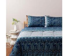 Bassetti Trapunta Matrimoniale Granfoulard Como in Raso di Cotone-Blu Scuro