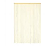 Relaxdays Tenda a Fili, 145x245 cm, con Passante, per Porte e Finestre del Balcone, a Frange Accorciabili, Beige, Poliestere