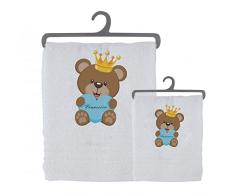 Set 2 asciugamani bagno personalizzati 100% cotone made in Italy asciugamano viso asciugamano ospite bianco con stampa personalizzata idea regalo bagno doccia biancheria casa bambino bebè 4