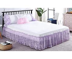 TGETBTTSR Gonna da Letto Pizzo Vestiletto Bed Skirt Elasticizzata Avvolgente Matrimoniale/Singolo/Una Piazza E Mezzo Tre Lati Tessuto con Volant Gonna da Letto Facile da Installare da 40 cm