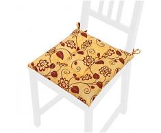 emmevi Cuscino Sedia Fiorito Morbido Universale Lacci Fissaggio Lavabile Coprisedie MOD.CALLA38A Giallo