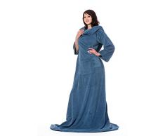 ZOLNER Coperta con maniche e tasche, 170x200 cm, microfibra, blu