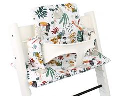 Cuscino per Seggiolone Pappa modello Stokke Tripp Trapp 2 Cuscini Schienale e Seduta Rivestimento Plastificato, Comodo, Facile da Pulire Imbottitura Cotone Oeko tex Animaletti