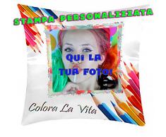 CUSCINO PERSONALIZZATO PERSONALIZZABILE STAMPA FOTO CORNICE MATITE COLORATE