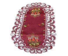 Runner da tavola centrotavola, tovaglia natalizia, ricamata, candele rosse e bianche (35 x 70)