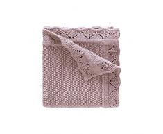 LAT Coperta per bambini lavorata a maglia in cotone 100% 100 x 80 cm(Rosa)