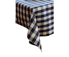 TextilDepot24 Biancheria da tavola con motivo a quadri di 2 cm, in cotone, colore blu e bianco, stile rustico (140 x 180 cm)