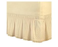 FIQARO Vestiletto Matrimoniale,Vestiletto Copriletto copriletto copriletto in Cotone Ricamato Facile da Avvolgere Coprimaterasso con Volant Queen 1,5 m / 1,8 m / 2 m Gonna Letto Singolo (Color : B)