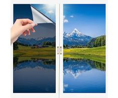 Pellicola Specchio Oscurante Pellicola per Vetri Finestre Autoadesiva Pellicola Finestre Privacy Oscurante Da Vetro Prospettiva Adesivi Ombreggianti Anti-UV per Ufficio Bagno Camera(40 * 200cm, Nero)