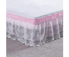 QUNCUNG Doppio del Merletto Elasticizzato Elastico Tre Lati Tessuto Elastico Dust Ruffle,Elastica Avvolgere Mantovana Giroletto Regina Re Volant 40cm Cadere Vestiletto-F-120 * 200+40cm