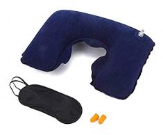 LEDLUX Cuscino Gonfiabile da Viaggio, Cuscino Cervicale + Mascherina per Dormire + Tappi per Orecchie (Standard 3 PCS)