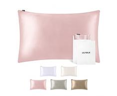 Lilysilk - Federa singola in seta, antiacaro, protegge i capelli, mod. 19 Momme, Rosy Pink, 50x75cm