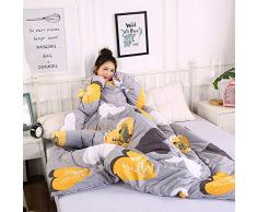 Hbvan coperta con maniche maniche indossabile Quilt copriletto Warm coperte per uomini e donne adulte Grey-heart