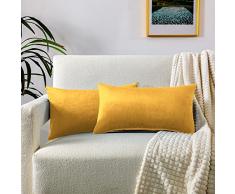FARFALLAROSSA Set 2 Copricuscini Divano 30x50 cm, Federe Cuscini Divano in Velluto con Cerniera Invisibile Rinforzata, Ideale per Cuscino da Divano Decorativi - Giallo