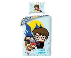 HARRY POTTER Biancheria da letto per bambini - Copripiumino 100x135cm + Federa 40x60 cm - 100% Cotone - Multicolore