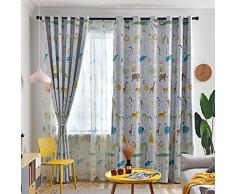 GYROHOME Tenda per bambini con stampa animaliera, oscurante, per camera e bambini, con protezione termica e isolata, per risparmio di rumore, 2 pannelli, 117 x 229 cm