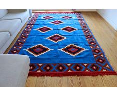 Damaskunst Nuovo Blu, Scuro Blu, Brick, Rosso, Bianco, Tappeto 200 Cm x 300 Cm, Kilim Oriente, Parete Tappeto, Tappeto, Tappeto, S 1-6-78
