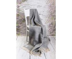 Coperta in Lana Merino, 160 x 200 cm, Plaid Matrimoniale, in Tartan, Lana, Grigio Standard, 160 x 200 cm