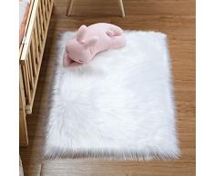DAOXU Piazza 90 x 60 cm Tappeto Faux Fur Morbido soffice Tappeto Peloso Faux Montone Tappeto Tappeto Tappeto Soggiorno Camera da Letto Decorazione (90x60cm, Bianco)