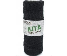 Merceria Pour Toi... Gomitolo | Juta Mondial Natural | 100 gr 100% Juta Naturale Vari Colori Borsa Mare Tappetino Cesto Accessori arredo casa Estate Primavera (947 Nero)