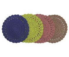 Villa dâEste Home Tivoli Baita Baita Set 4 Tovagliette Rotonde, Raffia, Multicolore, 4 Pezzi