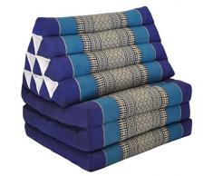 Wilai GmbH Cuscino triangulo Tailandese, con Materasso 3 Pieghe, Fabbricato en Tailandia, Blu (82203)