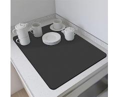 Taiyang Tappetino drenante cucina,Tappetino per Scolapiatti Antiscivolo,per Bancone della Cucina, Tappetino per Bere Animali Domestici (30 x 40 cm, Nero Grafite)