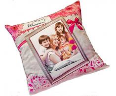 CUSCINO PERSONALIZZATO PERSONALIZZABILE STAMPA FOTO FESTA DELLA MAMMA BIANCO ROSA FIORI