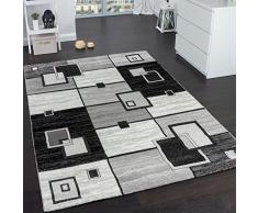 Tappeto Di Alto Design Quadrettato Pelo Corto Grigio Crema Nero Screziato , Dimensione:80x150 cm