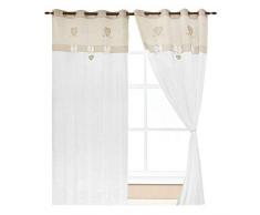 emmevi Tende Coppia Finestra Porta Interno Tessuto Casa Shabby Chic MOD.Tenda Cuoricini 140X290 Tortora