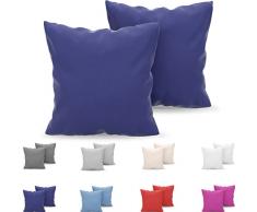 Dreamzie - Federe Letto (Set di 2) - Per i Cuscini 80 x 80 cm, Blu Scuro, Microfibra (100% Poliestere) - Federa Cuscini Letto Qualità Confortevole Ipoallergenica