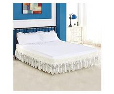 Gonna da letto Avvolgente in Pizzo,Tre Lati Tessuto Singolo/Matrimoniali/Una Piazza e Mezzo Pizzo Vestiletto Elegante e Traspirante, con Motivo Floreale Elasticizzato e Volant Antipolvere da 38 cm