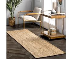 nuLOOM Tappeto in Iuta Rigo Intrecciato a Mano, Juta, Naturale, 75 x 240 cm