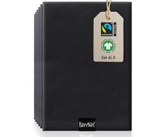 HappyNaps® Tovaglioli stoffa (Neri) 100% Fairtrade Cotone organico | Tovaglioli cotone nero sostenibili, lavabile fino a 60°C | Incredibilmente morbido | 45x45cm [Set di 6]