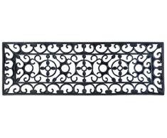 Esschert Design - Zerbino rettangolare in gomma, a lavorazione artistica, misura XS, circa 75 cm x 25 cm, colore: Nero