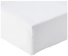 AmazonBasics - Lenzuolo francese con angoli, Policotone 200 fili, bianco - 140 x 200 x 30 cm