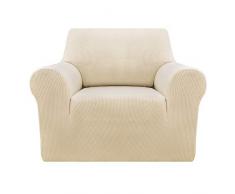 Deconovo Copridivano 1 Posto Elasicizzato Fodera Protettiva Divano Copripoltrona con Braccioli per Soggiorno Beige