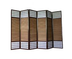 PEGANE Paravento Giapponese in Legno bambù di 6 Pannelli