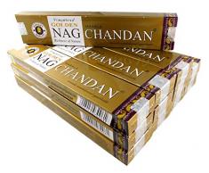 Set di 12 bastoncini di incenso da 15 g Ca 180 bastoncini Golden Nag Chandan – Legno di sandalo