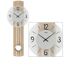 AMS 7274 - Orologio da parete al quarzo con pendolo, pannello posteriore in legno e quadrante in vetro minerale