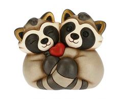 THUN - Soprammobile Coppia di Procioni Innamorati - Accessori per la Casa da Collezionare - Linea Funny Days - Formato Medio - Ceramica - 13,8 x 8,6 x 12 h cm