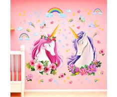 DECOWALL SG-2105 Unicorno Adesivi da parete Arcobaleno Festa Murali decorazione Stickers Asilo Camera Cameretta Letto per Bambini Bimba Murale DIY