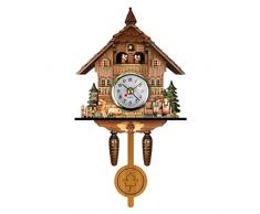 Hidyliu Orologio a cucù in legno antico orologio da parete a cucù per uccelli decorazione per la casa orologio a cucù da appendere auto altalena campana pendolo decorazione per la casa