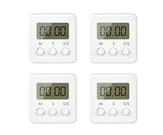yVicv Digitale Timer da Cucina con Allarme Forte e Ampio Display LCD, Sveglia Digitale Timer per Cucina Cottura Ufficio Fitness Sport, 4 Pezzi