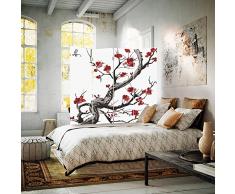 Feeby Paravento Ciliego Giapponese 4 Parti 145x150 cm Unilaterale Pieghevole Separatore Decorazioni Parete Divisoria Parete Spagnola Soggiorno Ufficio Camera da letto Home Office Bianco Rosso Nero