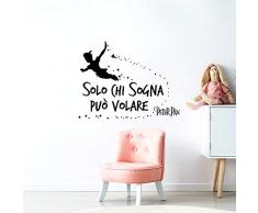 Adesiviamo 1961-L Solo chi sogna può volare - Peter Pan Tinkerbell Wall Sticker Adesivo da Muro