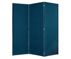 EVERGREENWEB Paravento Pieghevole di Design|Pannello divisorio per Ambienti, per casa, hotel, ufficio, bar|Separè Struttura Legno, Divisorio Richiudibile Pieghevole 3 Moduli 180x190 cm|col. Blu