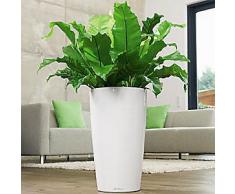 Lechuza Rondo 32, Vaso in Resina per Piante, Bianco lucido