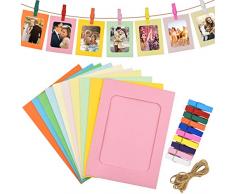 30 Pezzi Cornice di Carta per Foto, Cornici Carta per Foto Sospesa, Portafoto da Parete Multiplo, Portafoto con Corda di Iuta e Mollette per Decorazione Domestica, Festa e di Cerimonia Nuziale