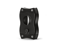 Colibri-Tagliasigari nero in acciaio-lama a ghigliottina-rilascio a molla-taglio V e dritto-sigari diametro fino a 2,7Cm- Taglio V profondo 7 mm taglio dritto 3 mm-Confezione regalo.Colibri dal 1928